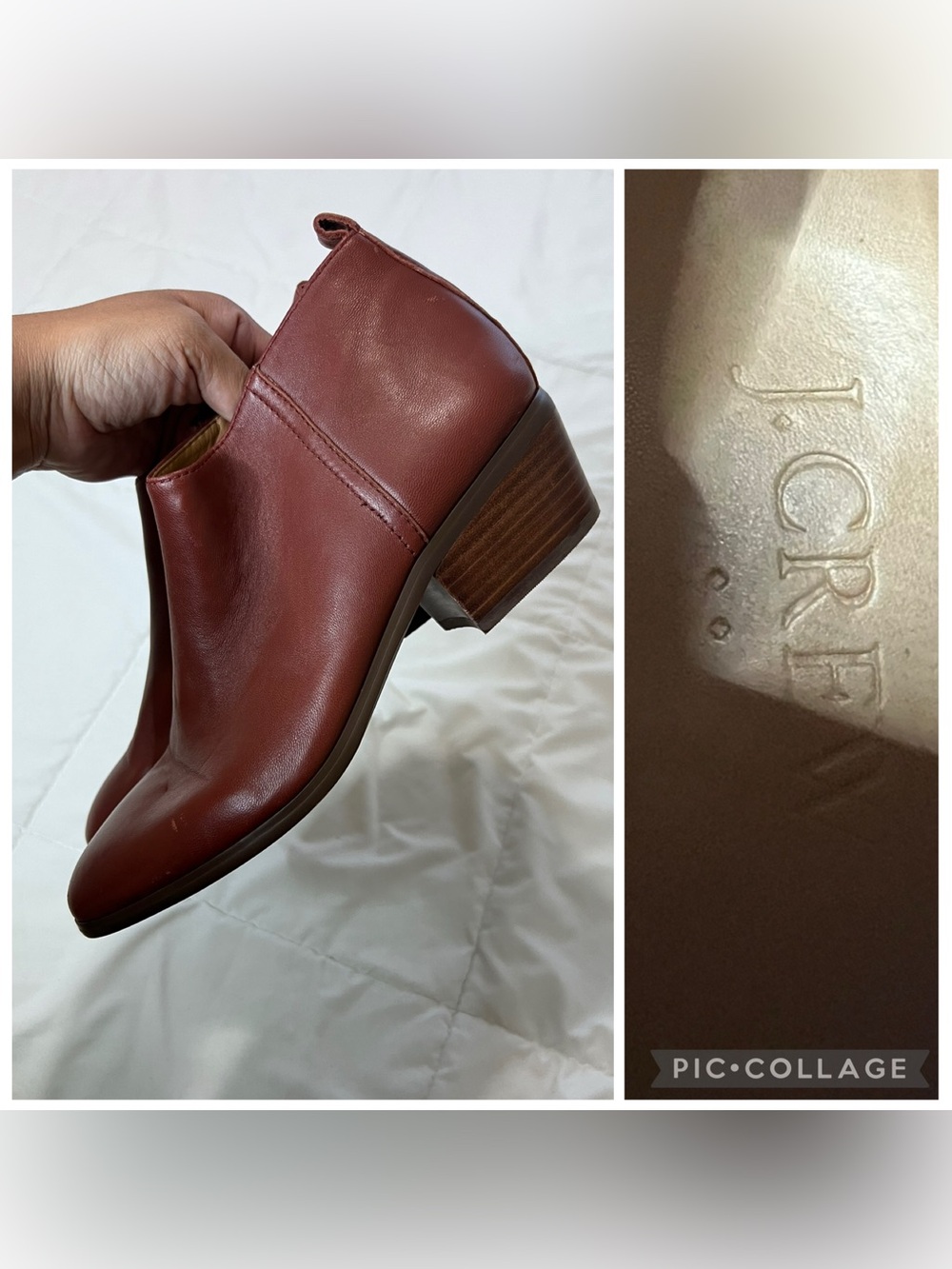 J.crew Women’s Leather Ankle Bootie in Brick Red size 8.5 style#J7005